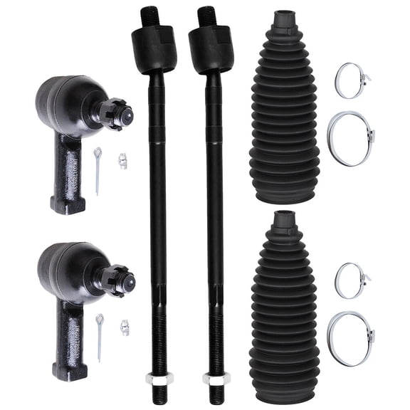 cciyu Front Outer Inner Tie Rod End Steering Rack Boot Compatible Fit 2001-2006 For Hyundai Santa Fe Suspension Kit