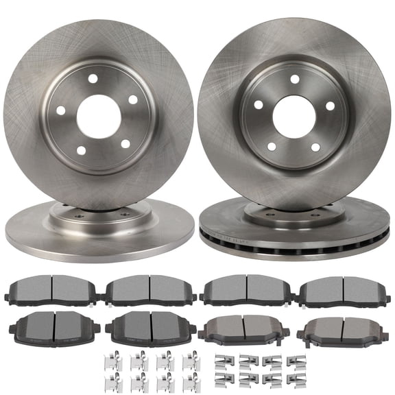 cciyu Front & Rear Brake Kits - 4 Brake Rotors & 8 Brake Pads Fit For Chrysler For Town & Country 2012-2016,For Dodge For Grand Caravan 2012-2020,For Dodge For Journey 2012-2020