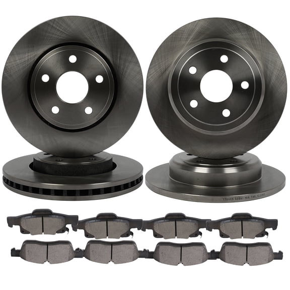 cciyu Front & Rear Brake Kits - 4 Brake Rotors & 8 Ceramic Pads fit For Dodge For Durango 2011-2020 For Jeep For Grand Cherokee 2011-2018