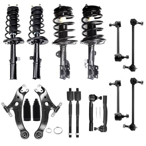 cciyu Front and Rear Complete Struts Assembly Control Arm and Ball Joint Assembly Stabilizer Bar Link Kit Tie Rod End Fits for 2004-2006 for Lexus ES330 172205 172206 172207 172208 16PCS