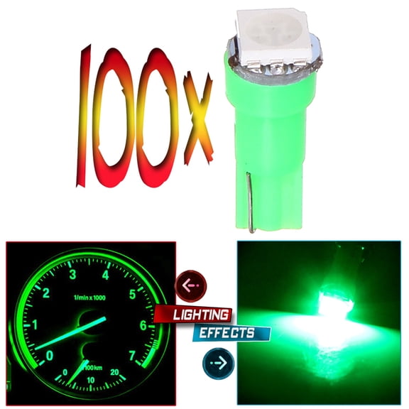 cciyu Green T5 1-5050-SMD Instrument Cluster Dash Panel Lights Super Bright:Bulbs