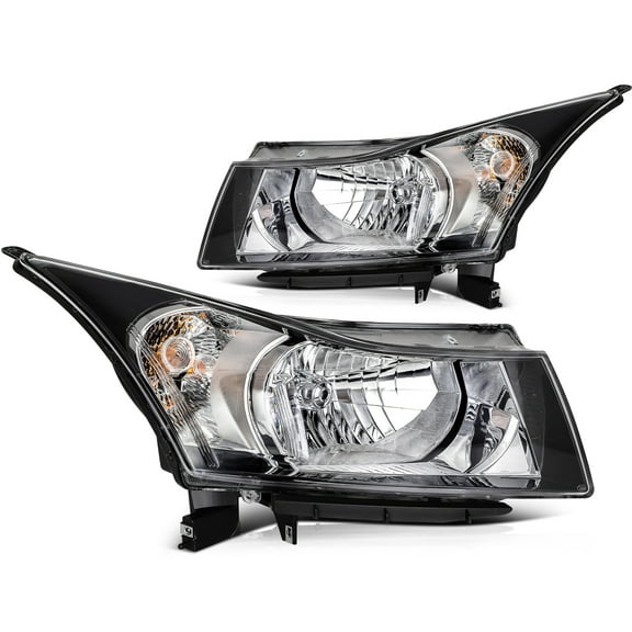 cciyu Headlight Assembly For Chevrolet For Cruze 2011-2015 For Chevrolet For Cruze Limited 2016 Black Housing Clear Lens Driver & Passenger Side Headlamps