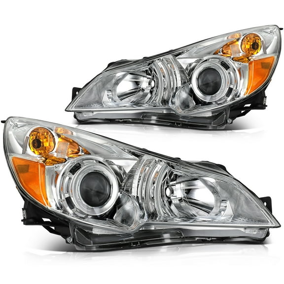cciyu Headlight Assembly For Subaru For Legacy 2010-2014 For Subaru For Outback 2010-2014 Clear Lens Chrome Housing Amber Reflector Driver & Passenger Side Headlamps