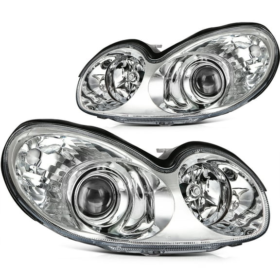 cciyu Headlight Assembly Replacement for 2002-2005 For Hyundai for Sonata Factory Style Chrome Housing Clear Lens Driver and Passenger Side Headlamp 92101-3D050 92102-3D050HY2502126 HY2503126