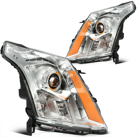 cciyu Headlight Assembly Replacement for 2010-2016 For Cadillac SRX 4 Door Sport Utility Chrome Housing Amber Reflector Driver and Passenger Side Headlamp 22853872 22853873 F09HA01057 F09HA01058