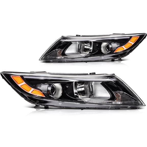 cciyu Headlight Assembly Replacement for 2014-2015 For Kia OPTIMA Black Housing Clear Lens Driver and Passenger Side Headlamp 921014C500 KI2502175