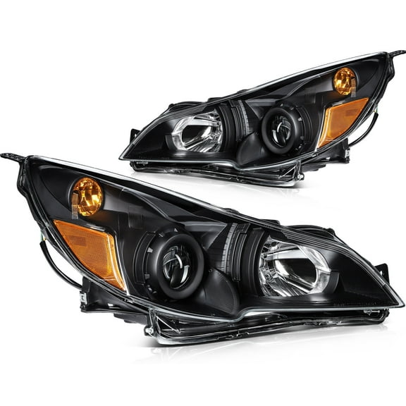 cciyu Headlight Assembly For Subaru For Legacy 2010-2014 For Subaru For Outback 2010-2014 Clear Lens Black Housing Amber Reflector Driver & Passenger Side Headlamps