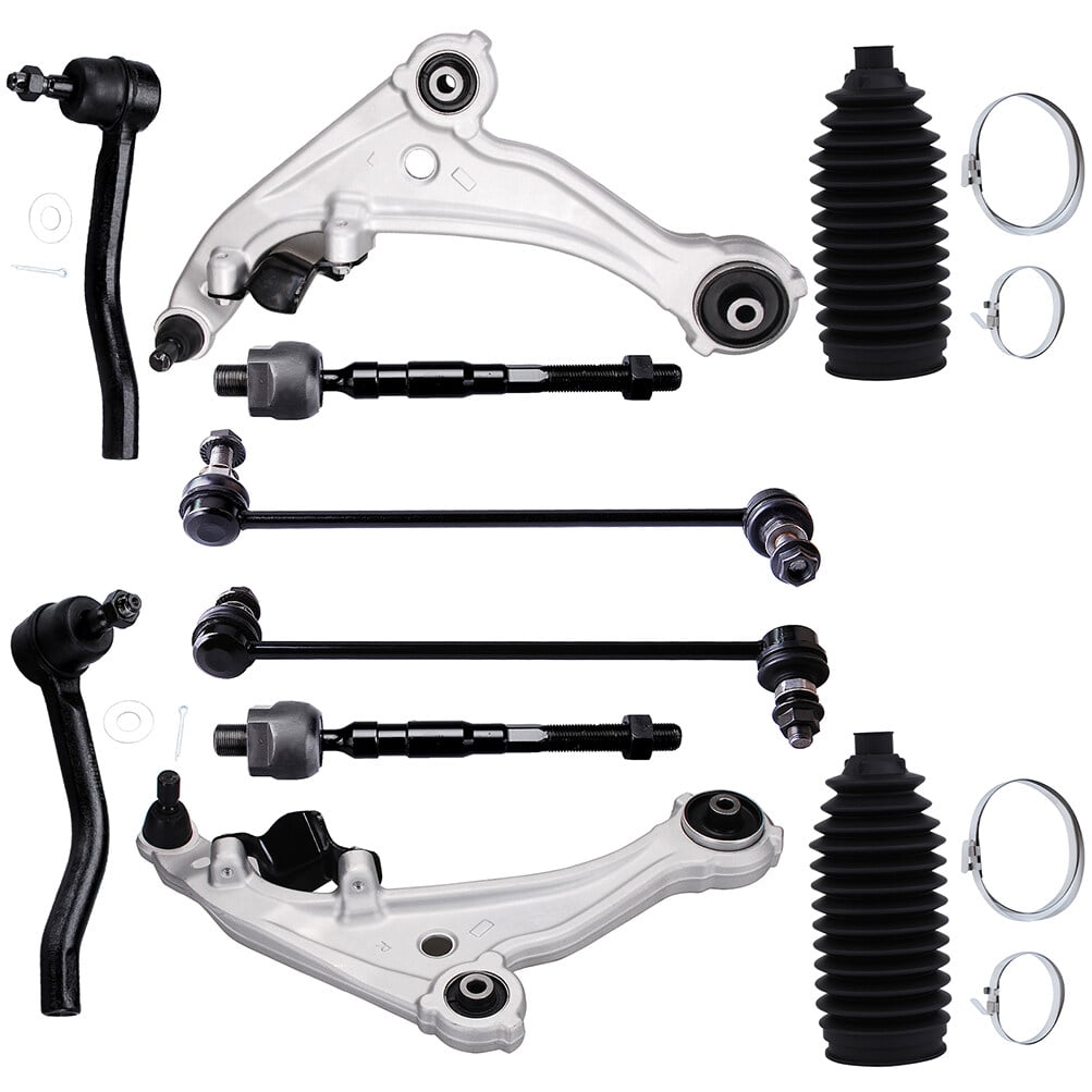 cciyu Lower Control Arm And Ball Joint Inner Outer Tie Rod End Sway Bar End Link Steering Rack Boot Compatible Fit 2007-2013 For Nissan Altima 10pcs Suspension Kit