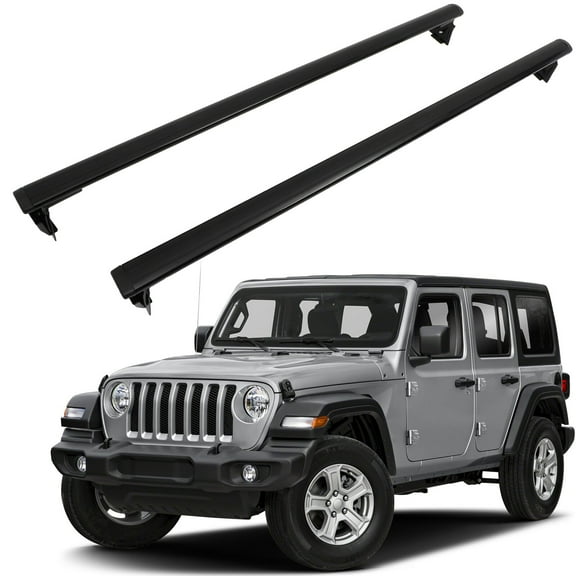 cciyu Roof Rack Cross Bars Car Top Luggage Carrier Rails For Jeep Wrangler 2007-2019 ONLY Fits Naked Roof Models