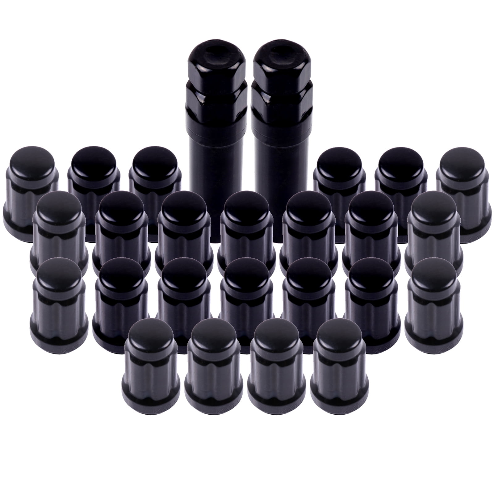 cciyu Set of 24 Black Chrome 6 Spline Wheel lug Nuts + 2 Keys for Toyota 4Runner/Avalon/Avanza/Camry/Celica/Corolla/FJ Cruiser/Highlander/Land Cruiser 1997-2016 12X1.5 Drive Close End 1.37" Tall