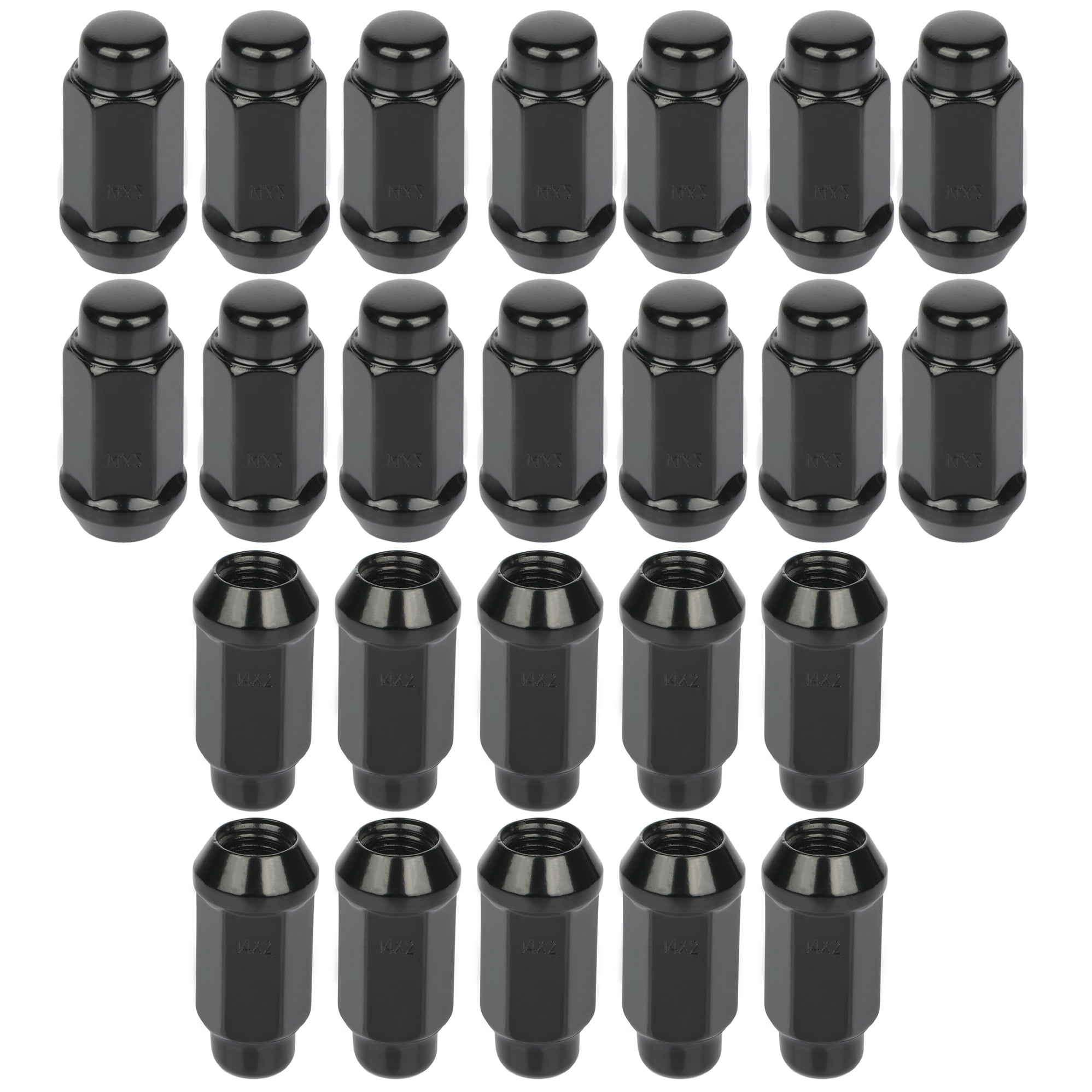 cciyu Set of 24 Black Spline Wheel lug Nuts 14x2 Closed End 1.9 Inch Tall 3/4 Drive Hex Size for Ford Expedition/for F-150/for F-150 Heritage for Lincoln Mark LT/Navigator 1997-2014