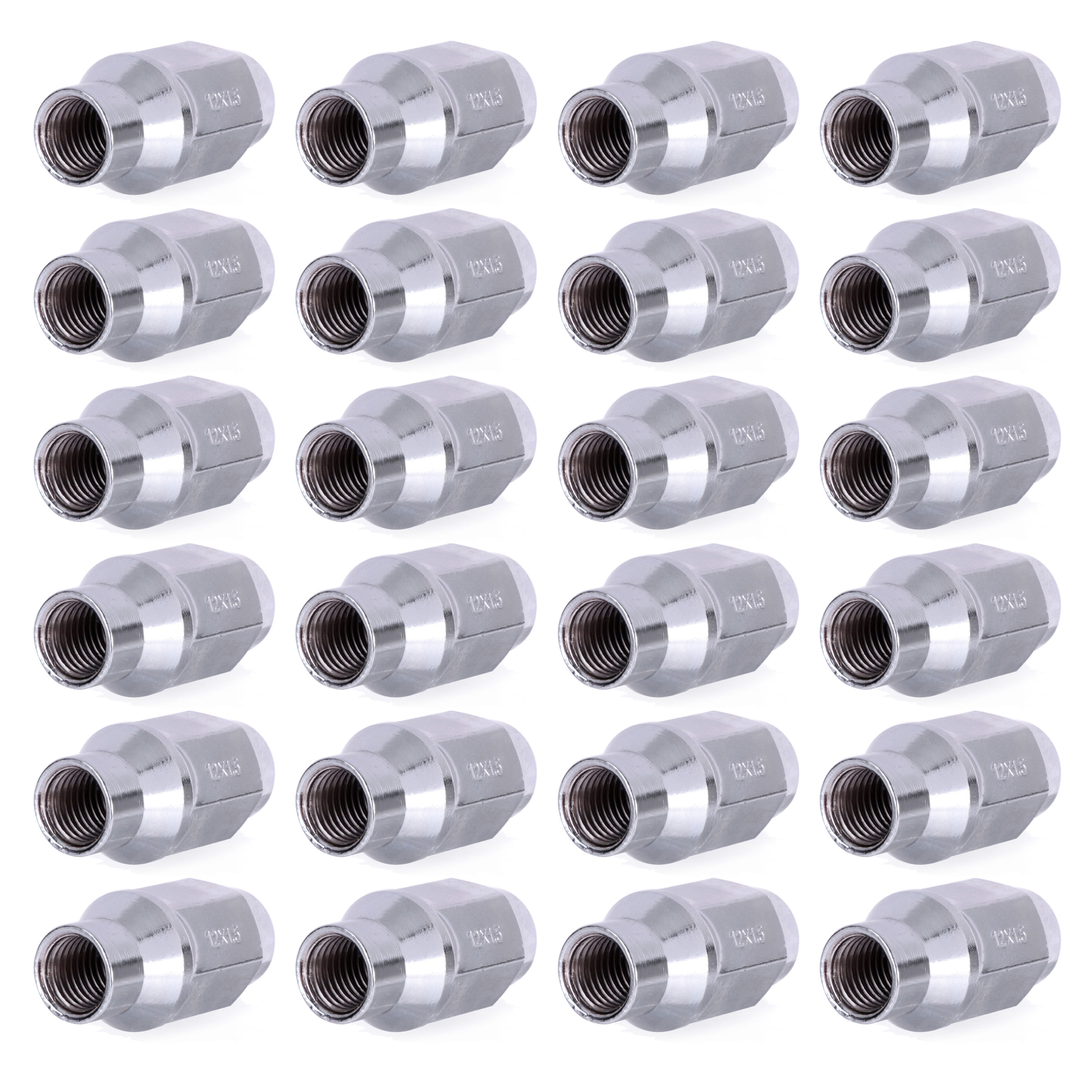 cciyu Set of 24 Silver Spline Chrome Wheel Lug Nuts 12x1.5 for Acura for Buick for Cadillac for Chevy for Dodge for GMC for Honda for Hummer for Hyundai 1979-2015