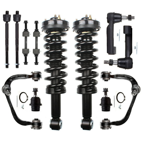 cciyu Struts Suspension Kit for 2009-2013 for Ford for F-150 with Front Struts Control Arm and Ball Joint Assembly Ball Joint Stabilizer Bar Link Kit Tie Rod End 171140 ES800514 ES800515 EV800457