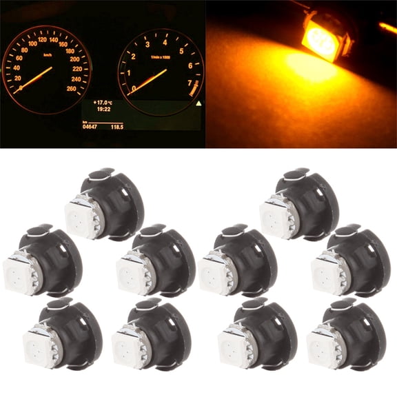 cciyu T4.7 1-5050-SMD Yellow Instrument Cluster Dash Panel Lights Super Bright:Bulbs Neo Wedge Lights 10PCS