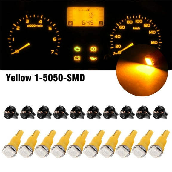 cciyu T5 1-5050-SMD Yellow Instrument Cluster Dash Panel Lights with Twist Lock Socket Super Bright:Bulbs