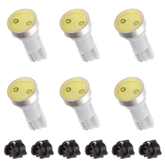 cciyu T5 PC74 74 73 COB LED Light Bulbs Instrument Panel Gauge Dash light With Scoket,6Pack White