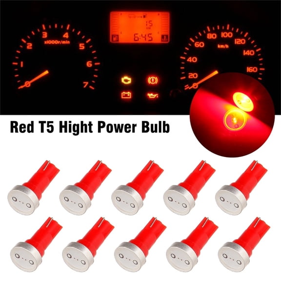 cciyu T5 Red Instrument Cluster Dash Panel Lights Super Bright:Bulbs High Power Wedge Lights 10PCS