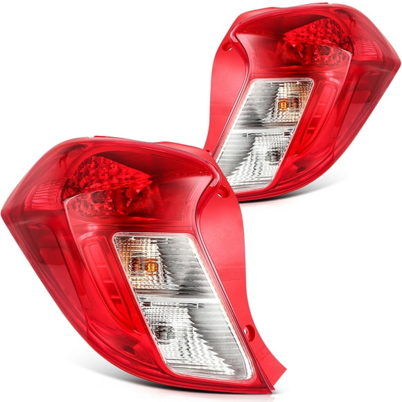 cciyu Taillight Assembly Replacement for 2016-2022 for Chevy Spark Exotic Red Chrome Housing Red Clear Lens Driver and Passenger Side Tail Lights 42607403 42607404