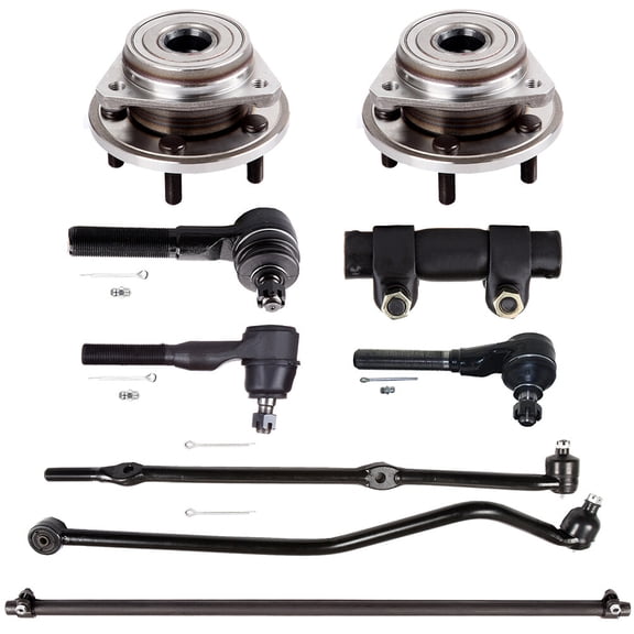 cciyu Track Bar Inner Outer Tie Rod End Tie Rod Drag Link Outer Tie Rod Adjusting Sleeve Wheel Hub Compatible fit 2000-2006 For Jeep TJ 2000-2006 For Jeep Wrangler 9pcs Suspension Kit