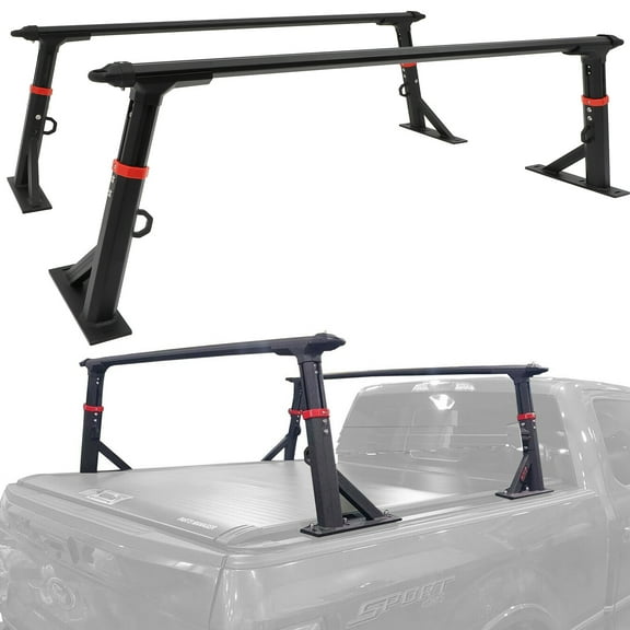 cciyu Truck Bed Ladder Rack for Universal Pickup Truck Overland Rack Truck Bed Rack Cargo Carrier(Including Side Rails) Heavy Duty Truck Bed Rack