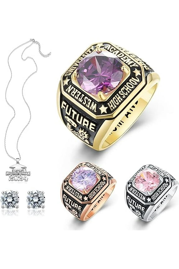 Class Ring, Cubic Zirconia Ring, Platinum