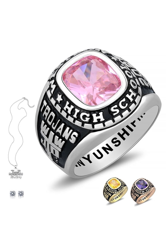 Sterling Silver Class Ring For Men High School -Personalized Customizable-Men's Class Ring College Rings