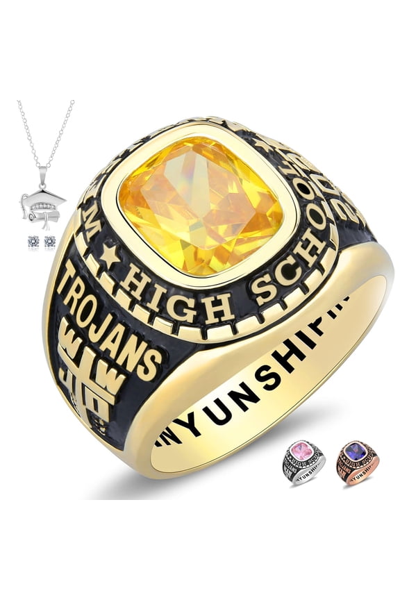 Square Multicolor Birthstone Customizable Sterling Silver Class Rings