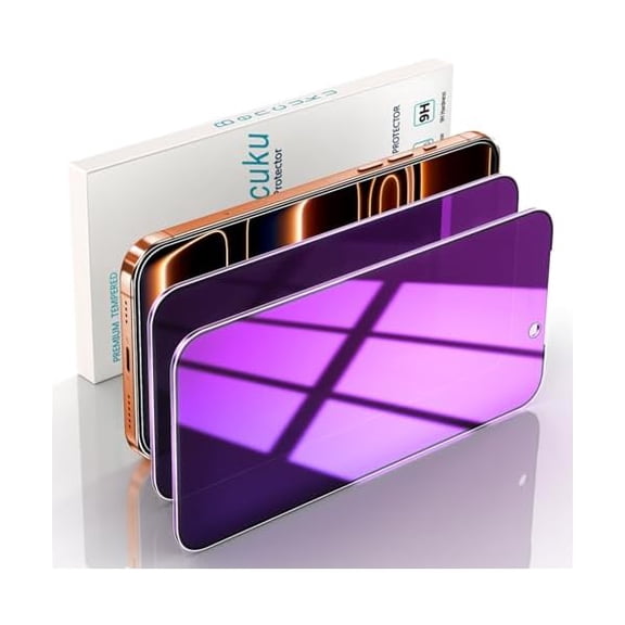 ccwonima (2 Pack) Privacy Screen Protector for iPhone 17 Pro Max 6.9 Inch Anti Spy Private Tempered Glass, Briliant Gradient Purple, Anti Blue Light HD Full Coverage