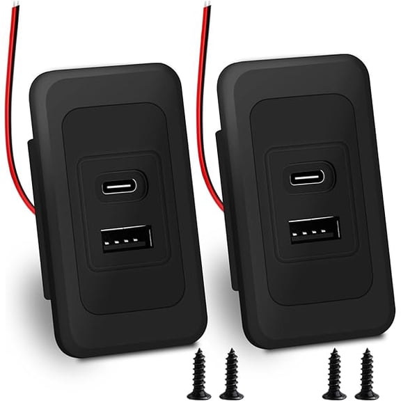 ccwonima 2 Pack RV USB Outlet 12V-24V Wall Mount, Dual USB Charger, USB-A & USB-C Output 5V 1.5A, Automotive USB Outlet Socket Adapter for RV Marine Boat Bus ATV Motorcycle Truck(Black)