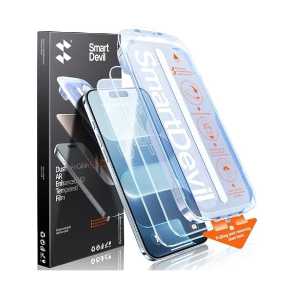 ccwonima 2 Pack Screen Protector for iPhone Air with AR Anti-Reflective Technology, 9H Hardness Military Grade Tempered Glass for iPhone 17 Air, Bubble Free and Auto Dust-Removal Box, Easy Install