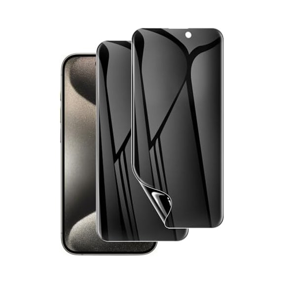 ccwonima 2 Pack for iPhone 15 Pro Max Privacy Screen Protector [Like Original Touch Sensitivity], Anti-Spy Private iPhone 15 Pro Max Film [Non-Glass], Case Friendly, Scratch-Resistant, Self-Healing