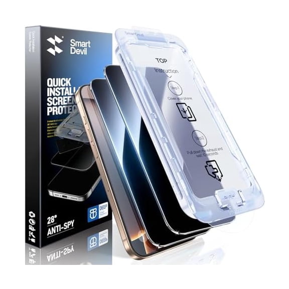 ccwonima Privacy Screen Protector for iPhone 16 Pro, 9H+ Hardness 28 Anti Spy Private Shatterproof Tempered Glass, Auto Dust-Elimination, Bubble Free, Easy Installation-2Pack