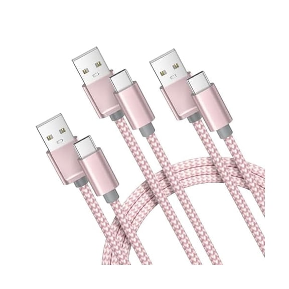 ccwonima for iPhone 17 16 Pro Max Charger Cord,USB to USB C Cable,Type C Charging Power Cord for Apple 17e 15 iPad 10 Air 4 5,Samsung Galaxy S26 S25 S24 S23,Pink,3Pack 3.3/6.6/10FT(1/2/3M)