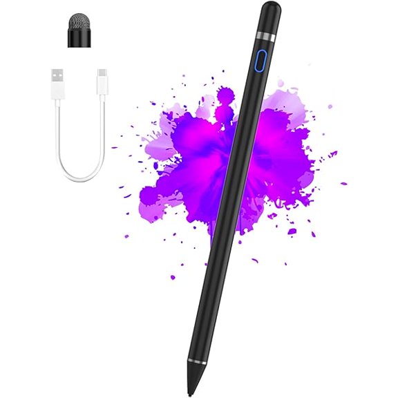 ccwonimaCompatible for iOS&Android Touch Screens Active Stylus Pen,Stylus Pens for Touch Screens,Rechargeable Stylus for i-Pad/Pro/Air/Mini/i-Phone/Cellphone/Samsung/Tablet Drawing&Writing (Black)