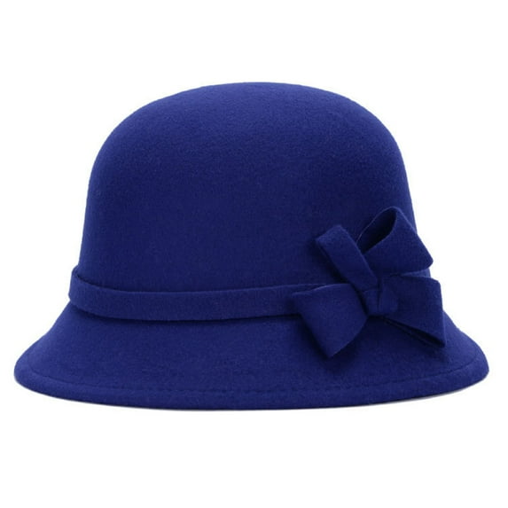 cdar Cap Solid Color Comfortable Faux Wool Wide Brim Hat for Tea party Hat