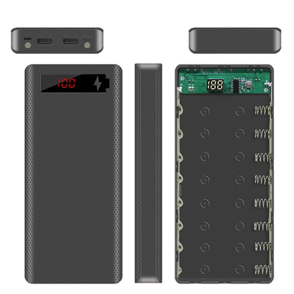 cdar Portable Micro USB Type-C 18650 Battery Enclosure LCD DIY Mobile Power Bank Case Power Bank Case