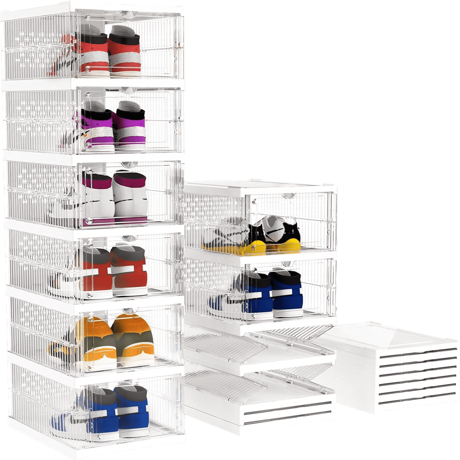 dxynlzq Shoe Boxes Clear Plastic Stackable 6 Pack Fit Up to US 13 Free ...