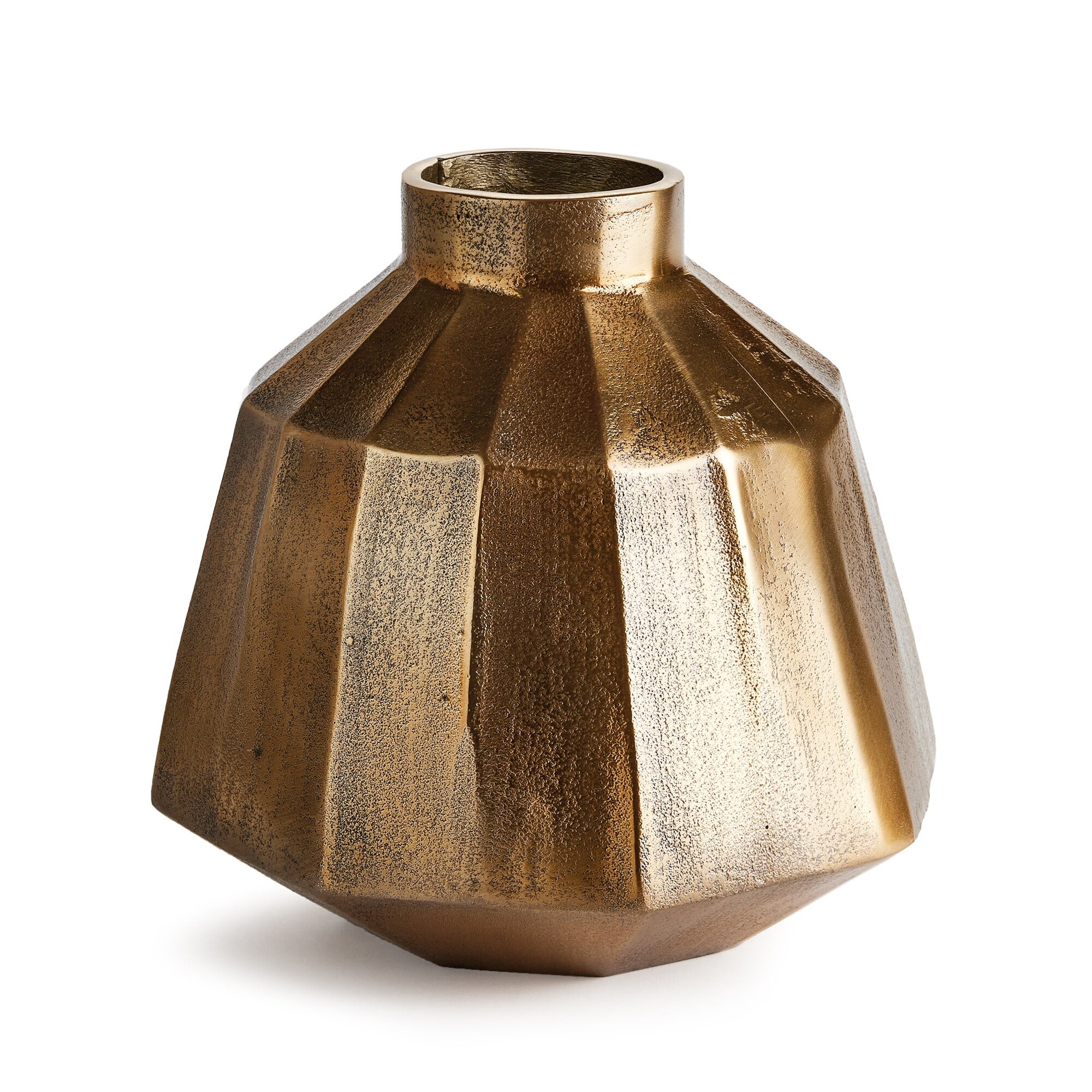 Modern Gold Cast Aluminum 6" Winter Holiday Tabletop Hurricane