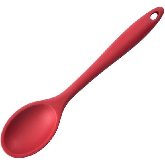 cedar and ash spoonula Silicone Scoop Long Handle Soup Salad Mixing Spoon Heatresistant Cooking Nonstick Tablespoon Utensils cedar and ash spoon(Red )