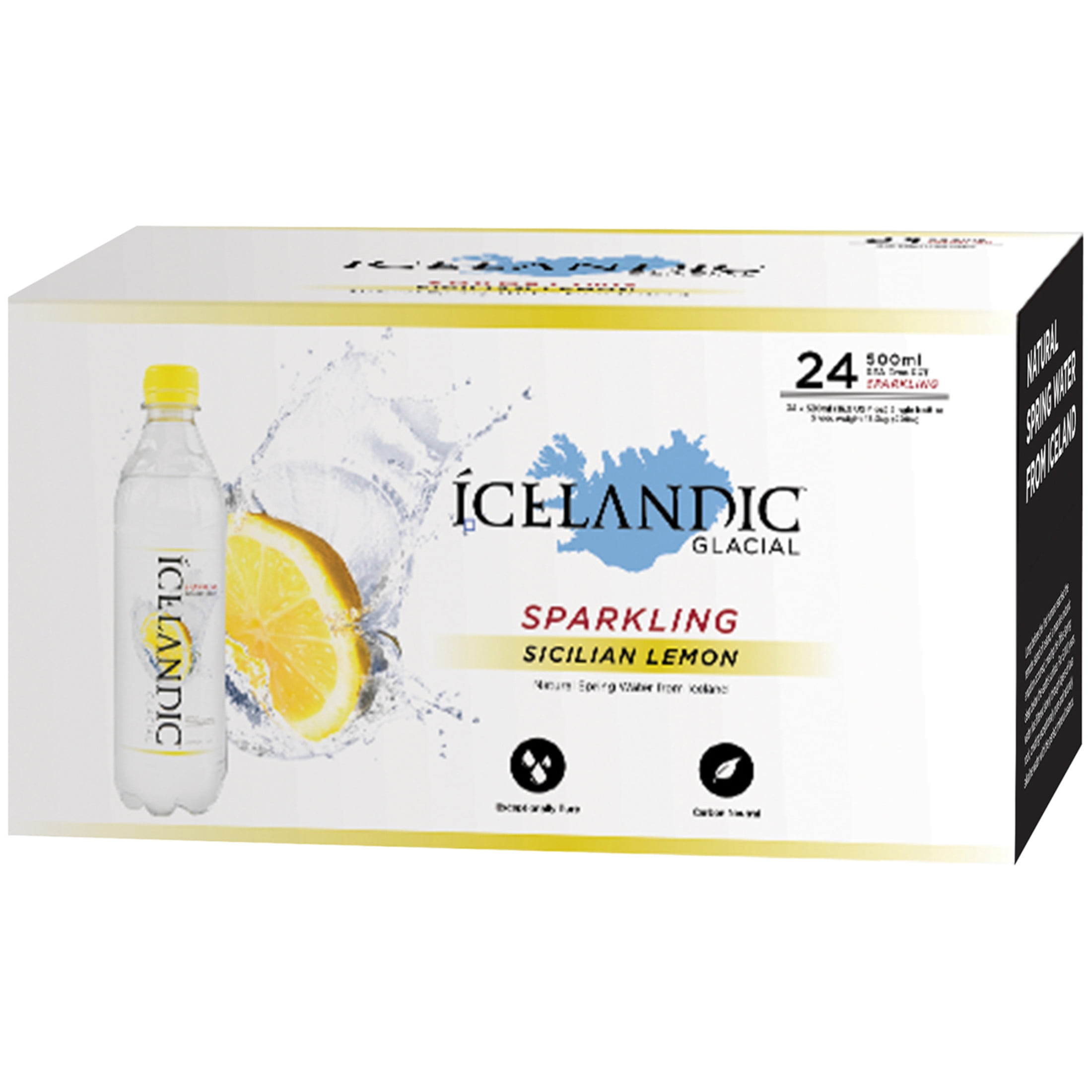 celandic Glacial Sparkling Sicilian Lemon Sparkling Spring Water, 24