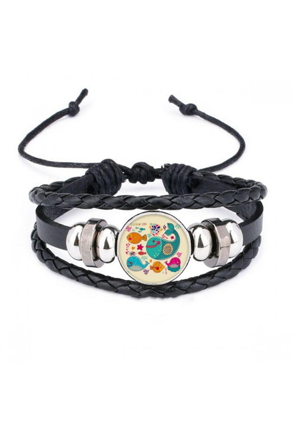 celebration fish colourful ocean bracelet braided leather woven wristband