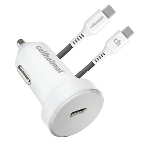 cellhelmet 30-Watt PD Car Charger with 3-Ft. Round USB-C to USB-C Cable, PK-201