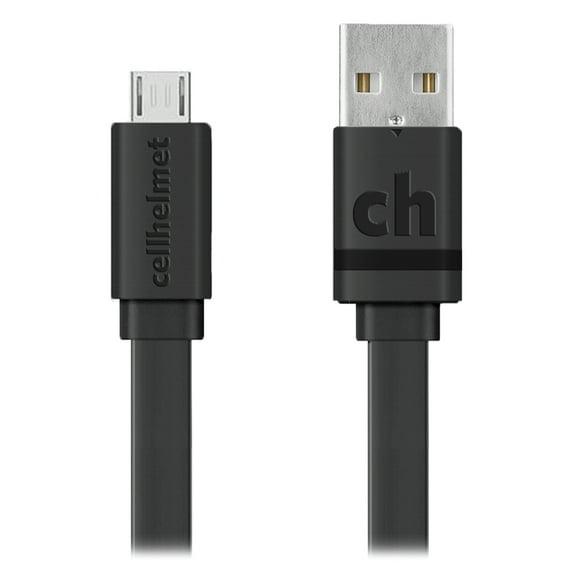 cellhelmet CABLE-F-MICRO-3-B Charge and Sync USB-A to Micro USB Flat Cable, 3 Feet