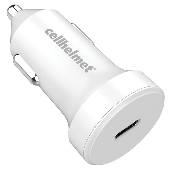 Cellhelmet 20W Car Charger Plug with 3' Round Lightning to USB Type-C Cable