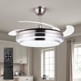 thumbnail image 1 of Jacgood Modern Fandelier Ceiling Fan with Light, 42" Brushed Nickel Ceiling Fan with Invisible Blades, Retractable Chandelier Fan for Dining Room, Dimmable 3 Color Changeable LED Fixture with Remote, 1 of 8