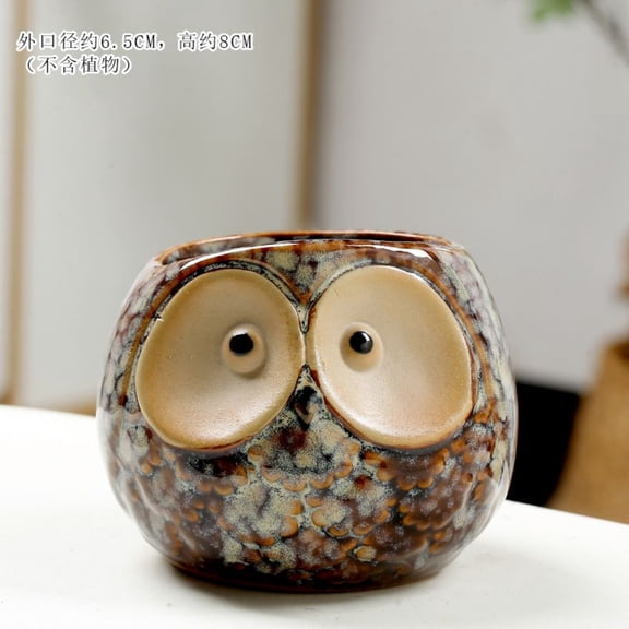 ceramic flower pot cute cartoon owl kiln change casual creative desktop decoration breathable controlled small flower pot