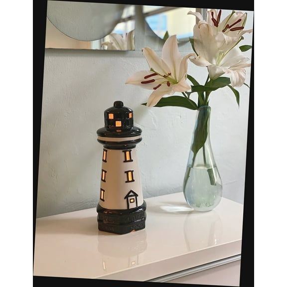 ceramic lighthouse lamp. 12" T