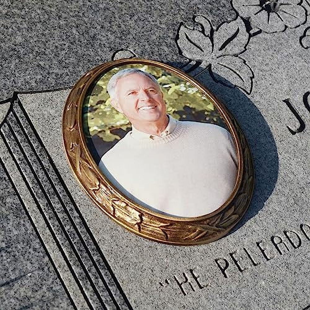 ceramic picture for headstone with bronze frame photo memorial plaque