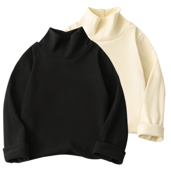 cfhntfmh 2 Pack Infant Newborn Clothes Boys Girls Turtleneck Long Sleeve Soft Cotton T-Shirts Basic Warm Tee Tops