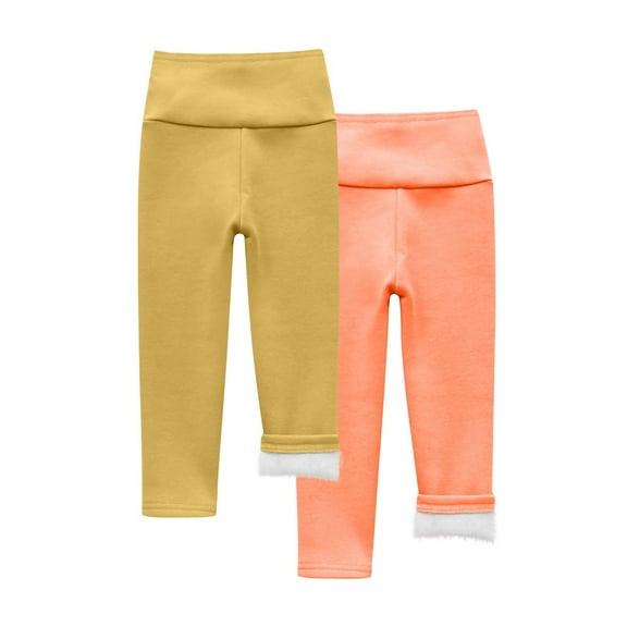 cfhntfmh 2 Packs Girls Girls Fleece Lined Leggings Soft High Waisted Thick Thermal Pants Tights Full Length Warm Clothes
